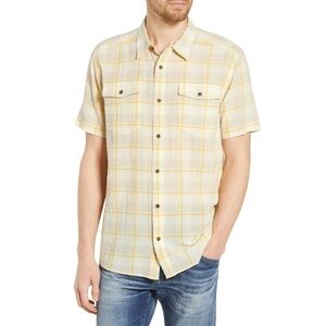 Patagonia Men's Organic Cotton Yellow Plaid Button Down Short Sleeve Shirt Sz M